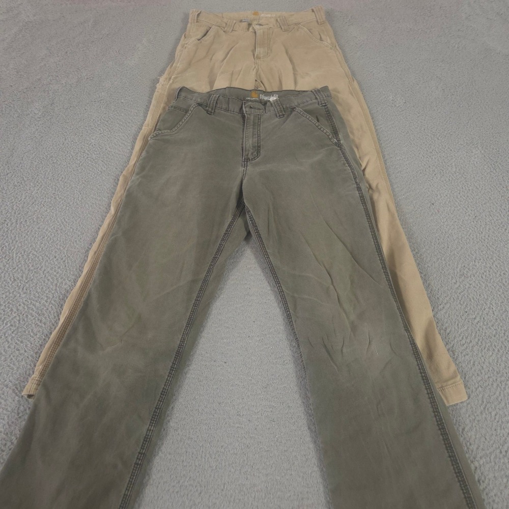 LOT OF 2 Carhartt Pants Mens 30x34 Multi Rigby Dungaree Straight Leg Canvas Work